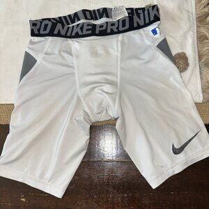 Nike Pro Hyperstrong Sliding Shorts Boys Medium Baseball White Padded MLB Logo